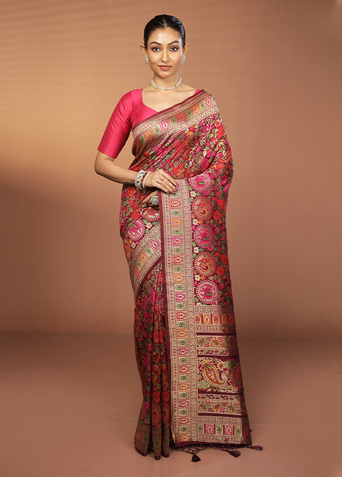 Purple Dupion Silk Saree With Blouse Piece