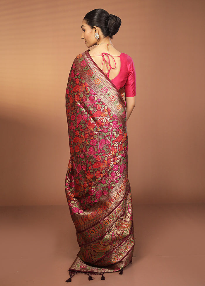 Purple Dupion Silk Saree With Blouse Piece