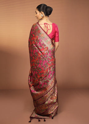 Purple Dupion Silk Saree With Blouse Piece