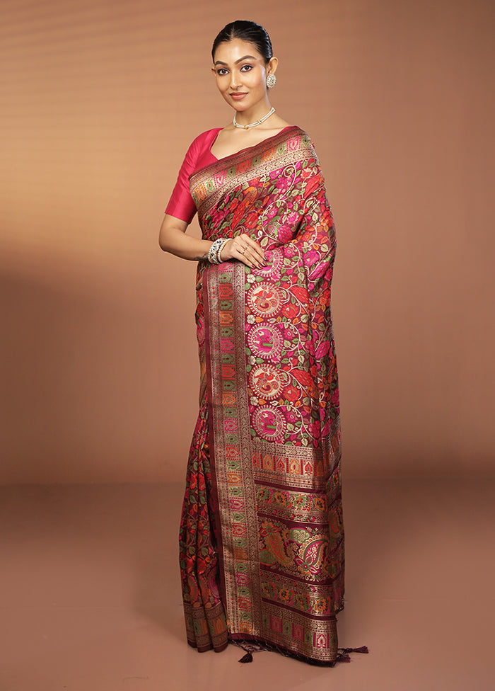 Purple Dupion Silk Saree With Blouse Piece