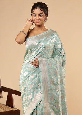 Green Handloom Uppada Pure Silk Saree With Blouse Piece