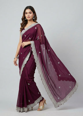 Purple Tissue Silk Saree With Blouse Piece
