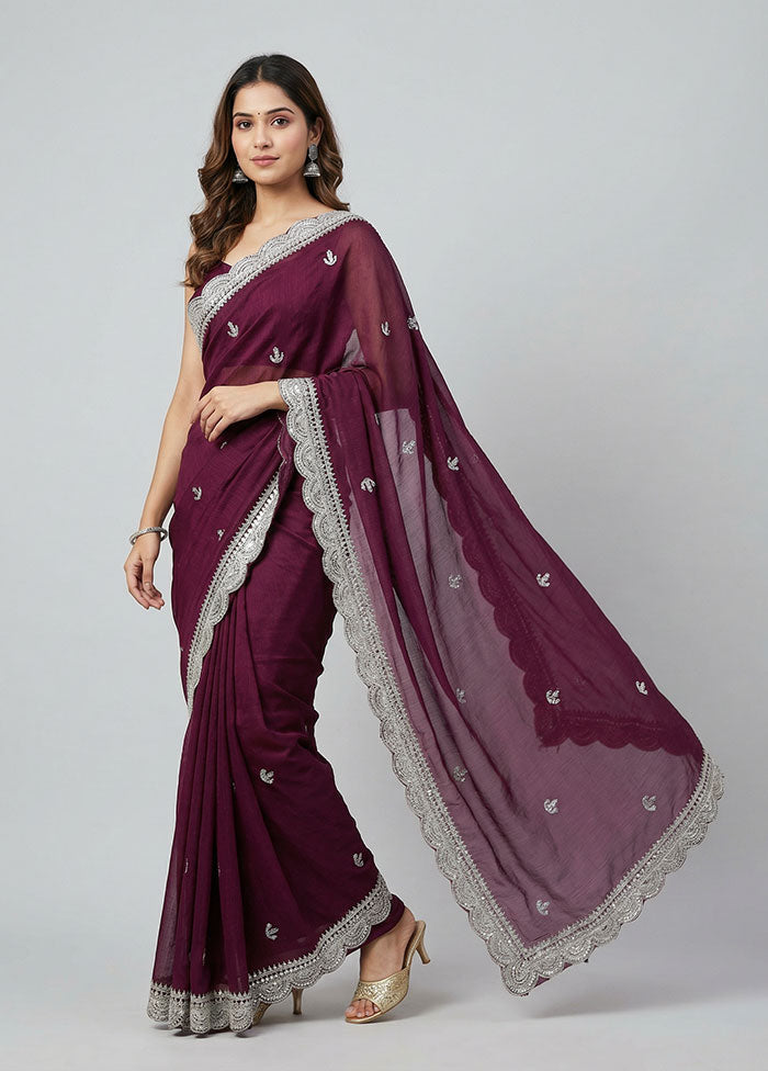 Purple Tissue Silk Saree With Blouse Piece