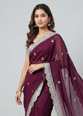 Purple Tissue Silk Saree With Blouse Piece