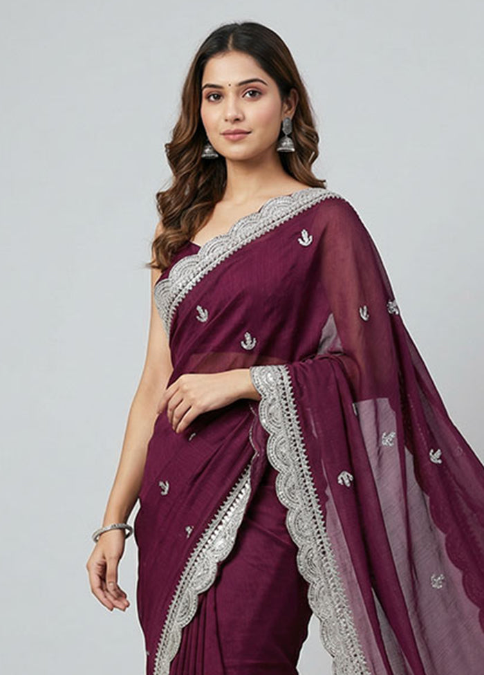 Purple Tissue Silk Saree With Blouse Piece