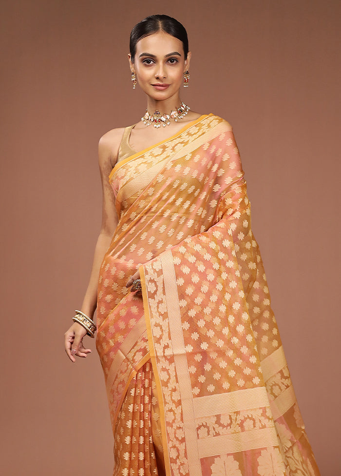 Yellow Tissue Silk Saree With Blouse Piece