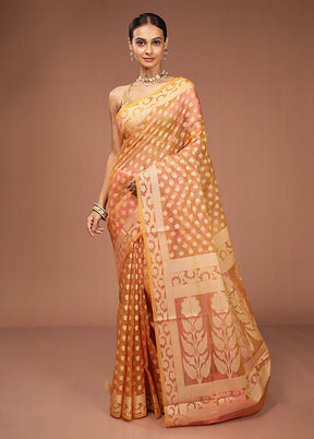Yellow Tissue Silk Saree With Blouse Piece