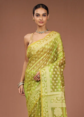 Green Tissue Silk Saree With Blouse Piece