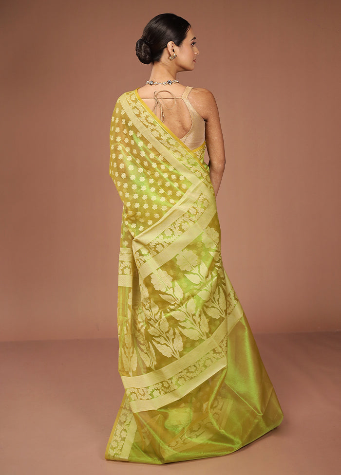 Green Tissue Silk Saree With Blouse Piece