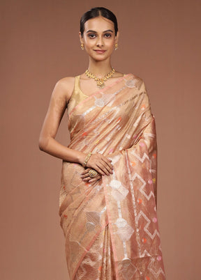 Pink Tissue Silk Saree With Blouse Piece