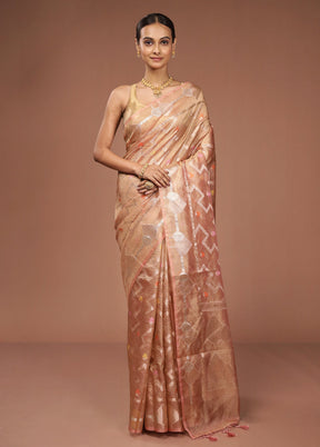 Pink Tissue Silk Saree With Blouse Piece