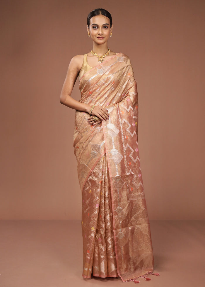 Pink Tissue Silk Saree With Blouse Piece