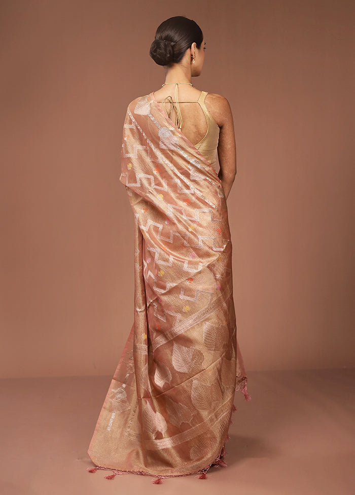 Pink Tissue Silk Saree With Blouse Piece
