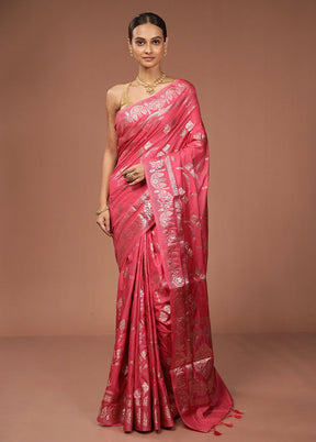 Pink Dupion Silk Saree With Blouse Piece