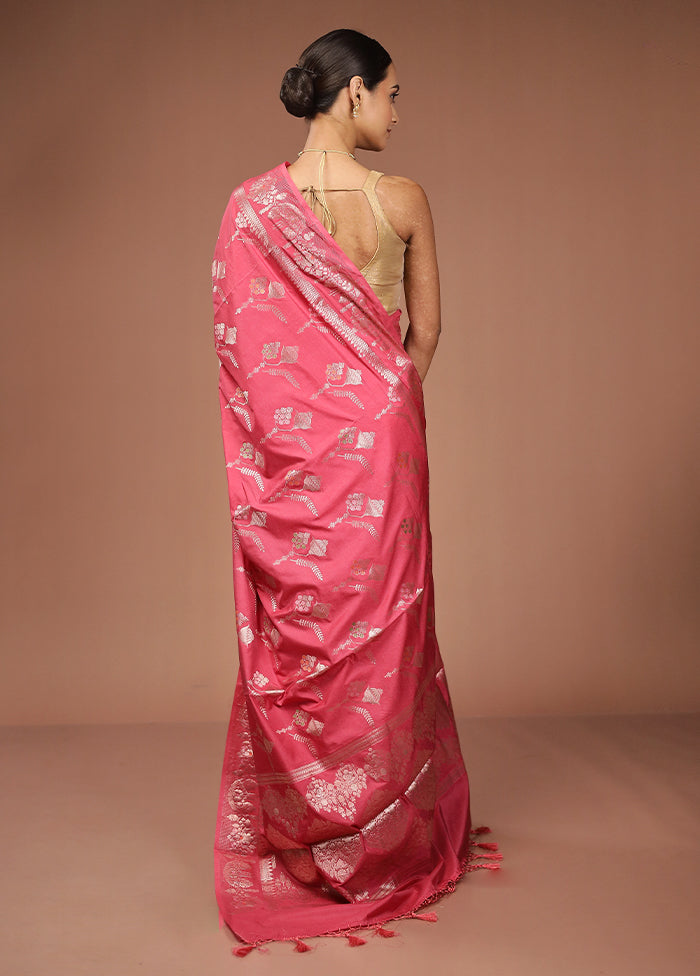 Pink Dupion Silk Saree With Blouse Piece