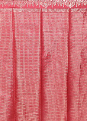 Pink Dupion Silk Saree With Blouse Piece