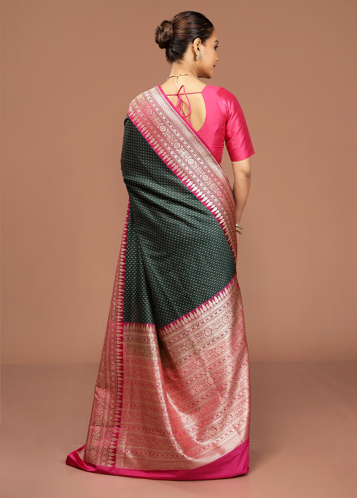 Green Dupion Silk Saree With Blouse Piece