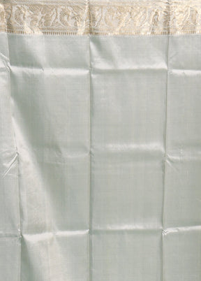 White Handloom Baluchari Pure Silk Saree With Blouse Piece
