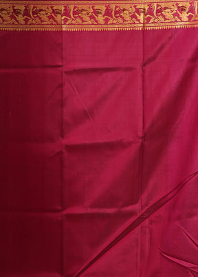 Purple Handloom Baluchari Pure Silk Saree With Blouse Piece
