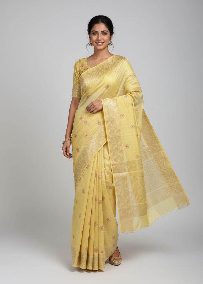 Green Handloom Chanderi Pure Silk Saree With Blouse Piece