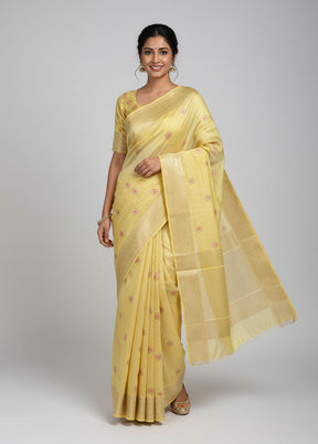 Green Handloom Chanderi Pure Silk Saree With Blouse Piece