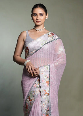 Pink Chiffon Silk Saree With Blouse Piece