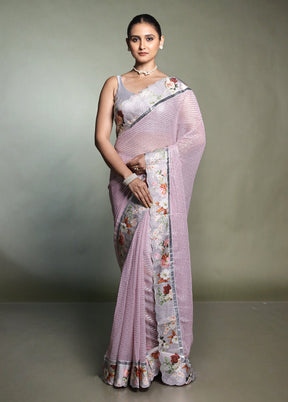 Pink Chiffon Silk Saree With Blouse Piece