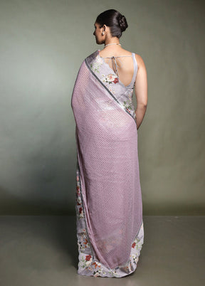 Pink Chiffon Silk Saree With Blouse Piece