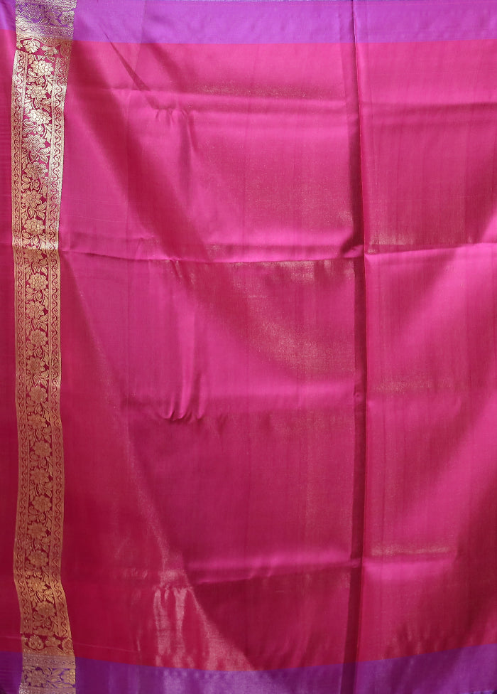 Purple Banarasi Silk Saree With Blouse Piece