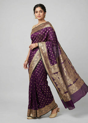 Green Banarasi Silk Saree With Blouse Piece