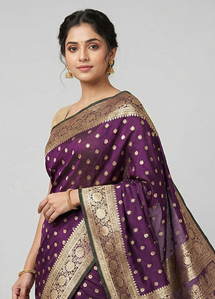 Green Banarasi Silk Saree With Blouse Piece
