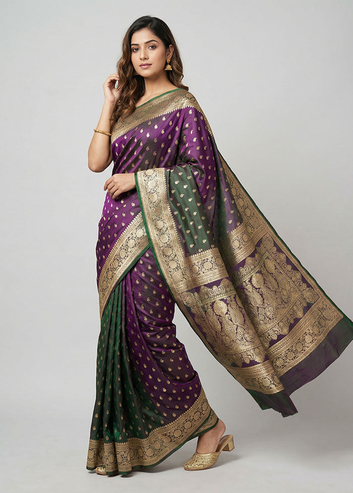 Green Banarasi Silk Saree With Blouse Piece