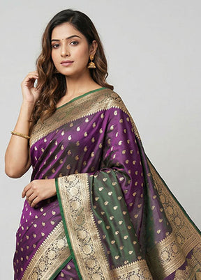 Green Banarasi Silk Saree With Blouse Piece