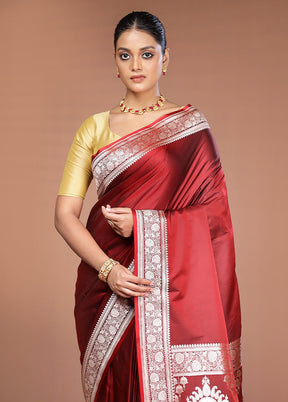 Maroon Katan Silk Saree With Blouse Piece