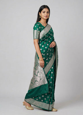 Green Katan Silk Saree With Blouse Piece