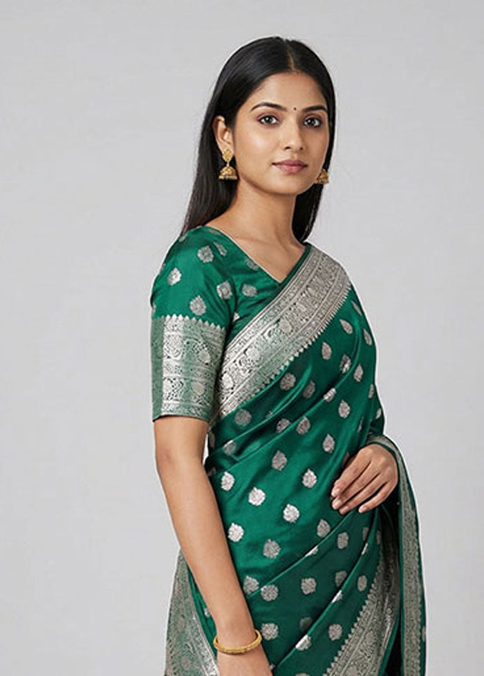 Green Katan Silk Saree With Blouse Piece