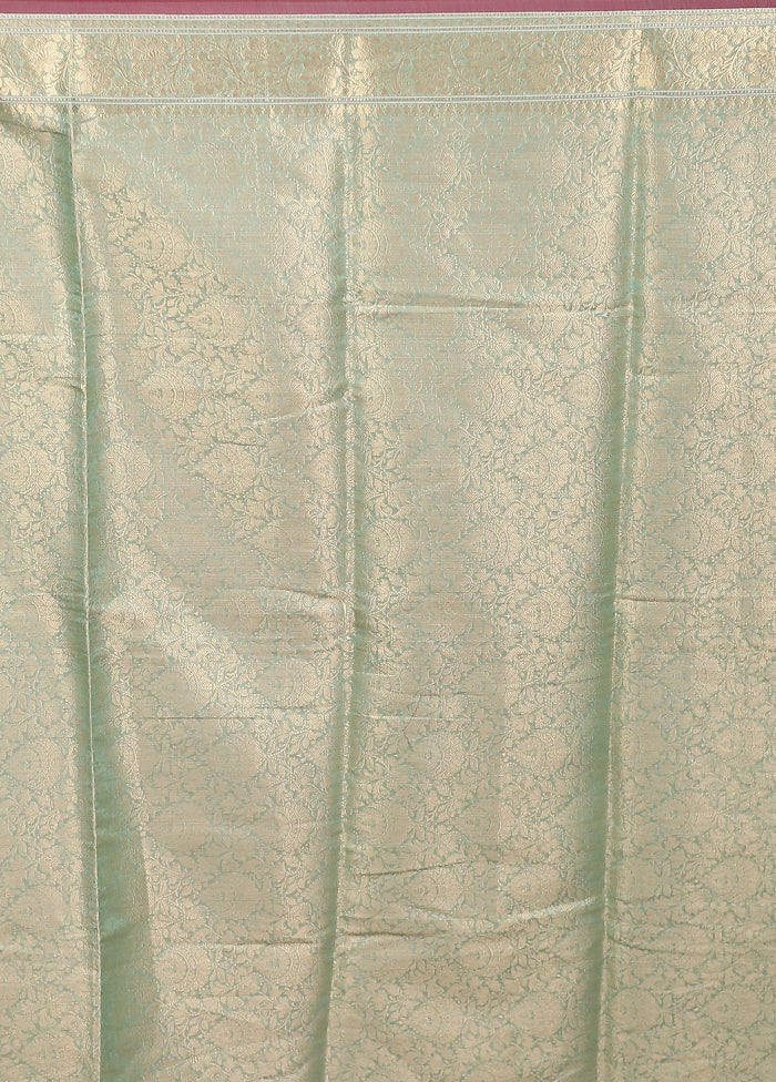 Green Kora Silk Saree With Blouse Piece