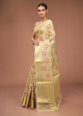 Cream Tissue Silk Saree With Blouse Piece