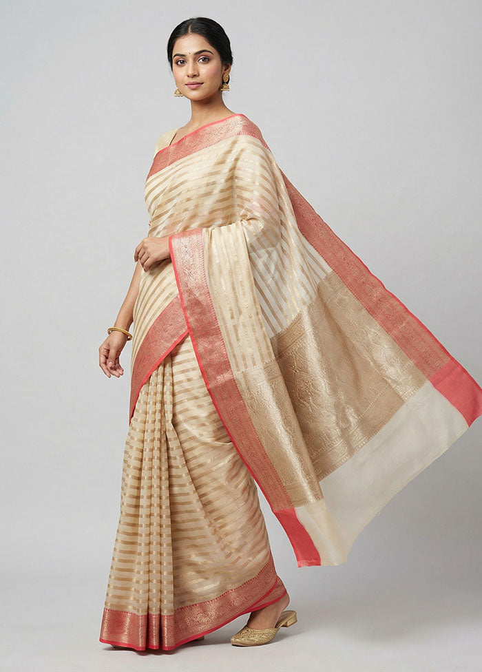 White Organza Saree With Blouse Piece