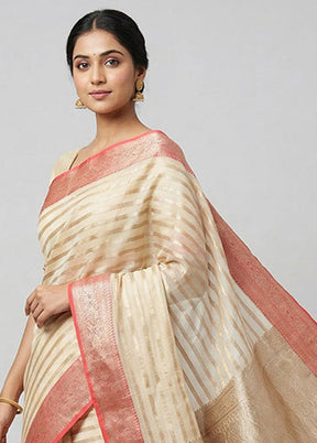 White Organza Saree With Blouse Piece