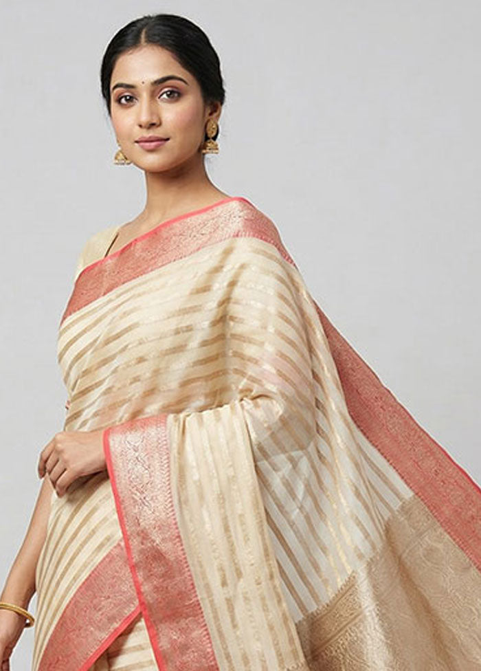 White Organza Saree With Blouse Piece