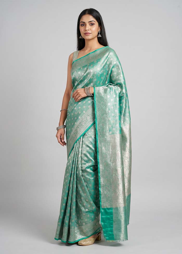 Green Tissue Silk Saree With Blouse Piece