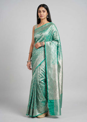 Green Tissue Silk Saree With Blouse Piece