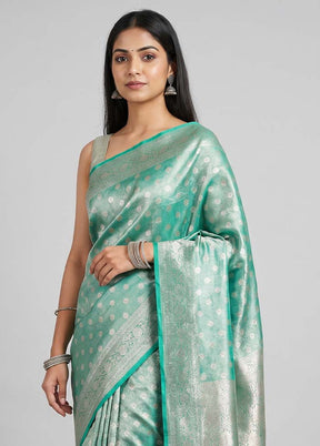 Green Tissue Silk Saree With Blouse Piece