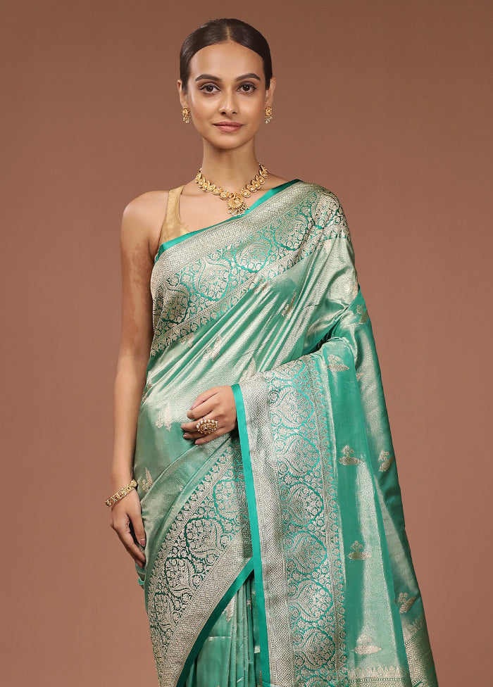 Green Tissue Silk Saree With Blouse Piece