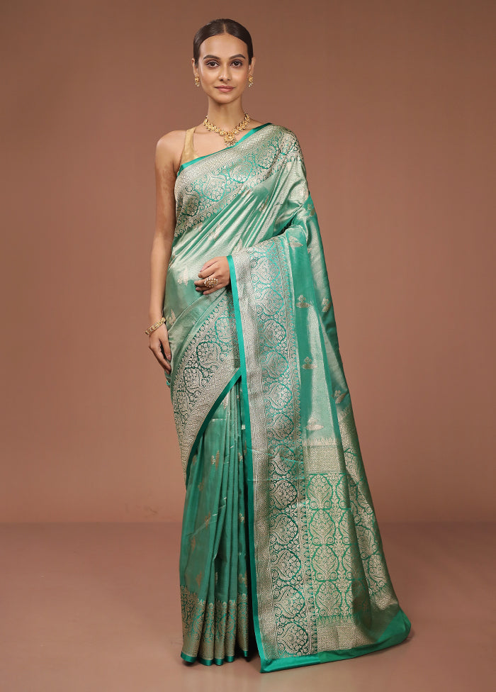 Green Tissue Silk Saree With Blouse Piece