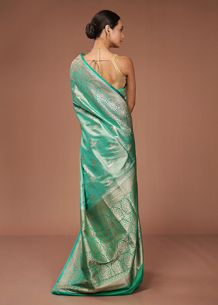 Green Tissue Silk Saree With Blouse Piece
