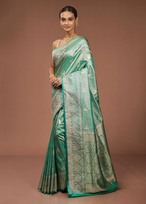 Green Tissue Silk Saree With Blouse Piece