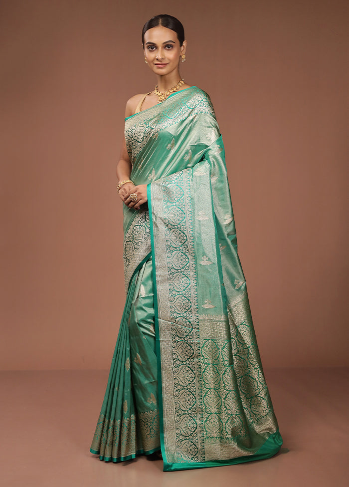 Green Tissue Silk Saree With Blouse Piece