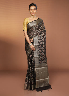 Black Kora Silk Saree With Blouse Piece